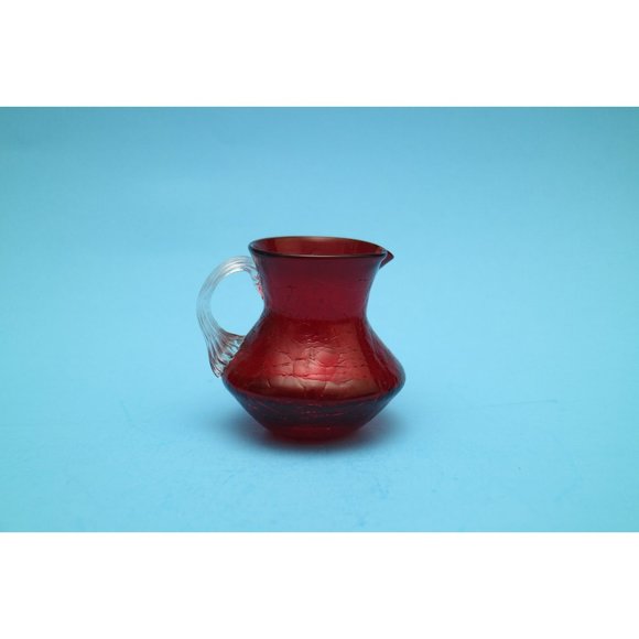 Pilgrim Glass Crackle Glass Ruby Red Pitcher - Picture 1 of 2